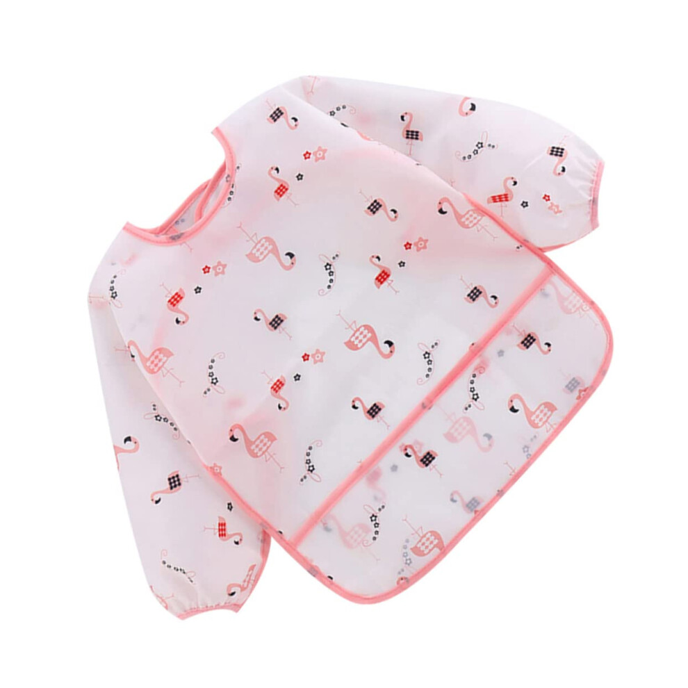 Newborn Boys and Girls Bib Apron Long Sleeve Flamingo Artist Smock Breathable Eating Apron for Toddlers 0-3 Years