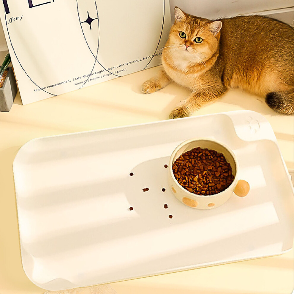 Pet Feeding Mat with Raised Edges, Anti-Slip, 57.5x35.5cm, White-image-OPC-PKDR99B-NEW