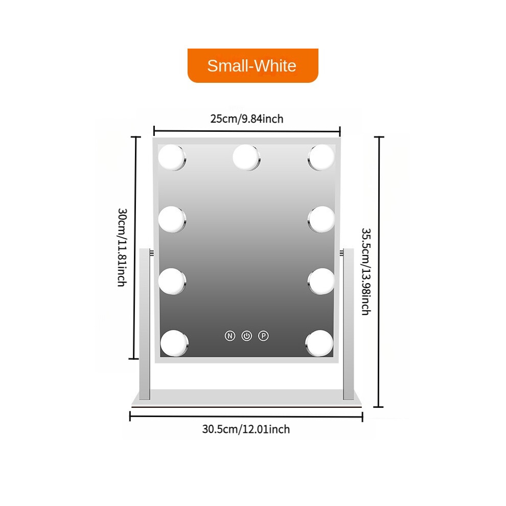(White 9 lights) Makeup mirror with light, Hollywood makeup mirror, with 3 color modes and 9 adjustable LED bulbs, magnifying 360 rotation touch contr