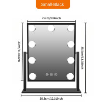 (Black 9 lights) Makeup mirror with light, Hollywood makeup mirror, with 3 color modes and 9 adjustable LED bulbs, magnifying 360 rotation touch control