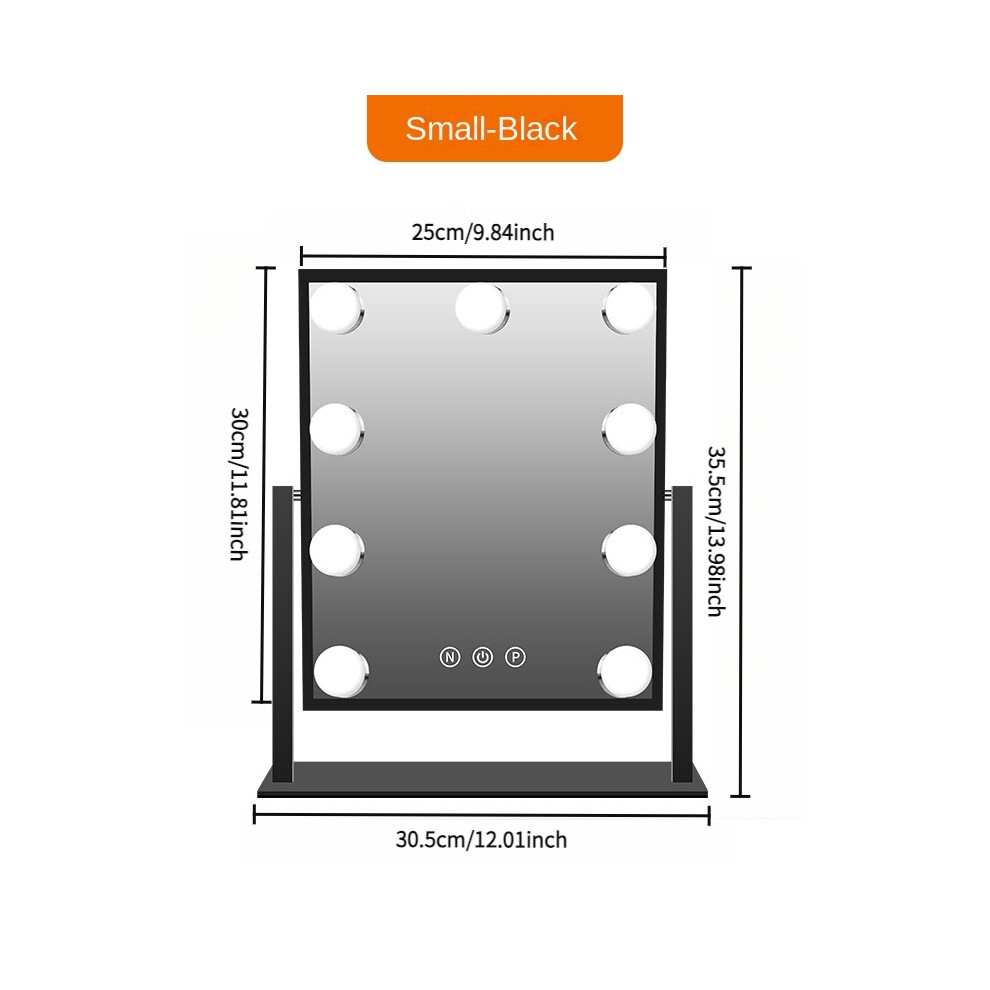 (Black 9 lights) Makeup mirror with light, Hollywood makeup mirror, with 3 color modes and 9 adjustable LED bulbs, magnifying 360 rotation touch contr