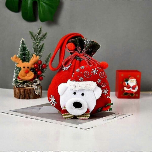 Christmas Drawstring Gift Bag for Holiday Parties and Present Wrapping (Bear Design) 2