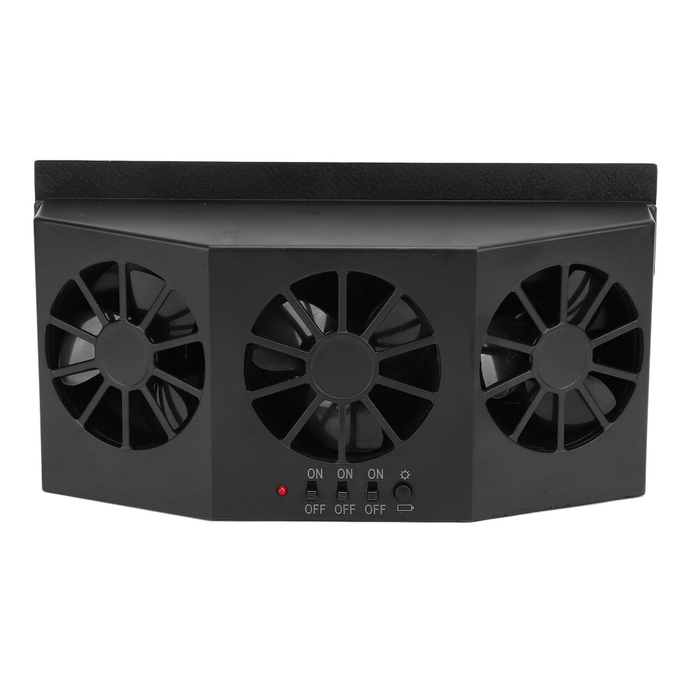 Solar Car Exhaust Fan - 3 Fans, Abs, Aa 2400Mah, Black 3251348441568