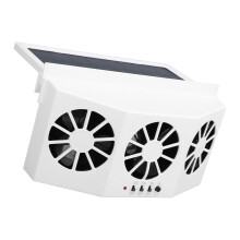 Auto-Auspuffventilator Solarbetrieben Weiß mit 3 Ventilatoren, ABS, 2400mAh Batterie