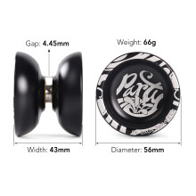 Professional Aluminum Yoyo Ball with Strings & Glove – 5.6cm, Black/Blue