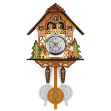 Modern Cuckoo Clock with Bird Design, Retro Wooden House Scene, Battery Operated Quartz Movement, Wall Decor for Home