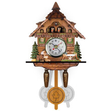 Modern Cuckoo Clock with Bird, Retro Wooden House Scene, Battery Operated Quartz Movement, Decorative Wall Clock for Home Decor