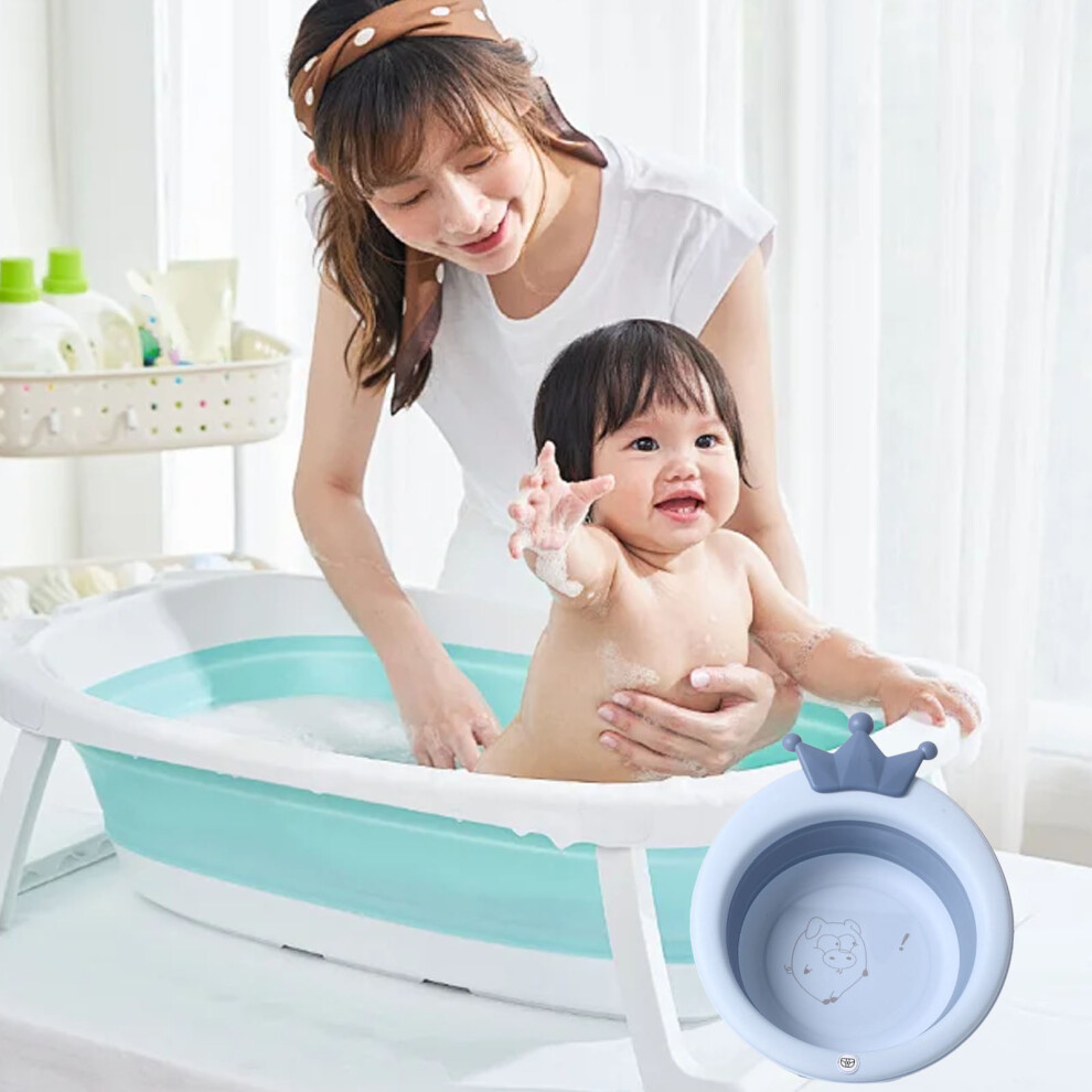 Folding Baby Face Wash Basin For Kids Portable & Space Saving Light/Blue