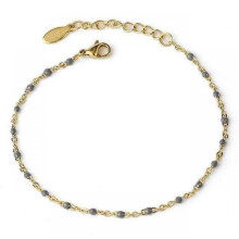 Gold Beaded Bracelets,18K Gold Plated Handmade Cute Satellite Diamond Cut Oval and Round Beads Rope Chain Dainty Bracelet for Women Type 4