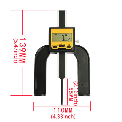 Aluminum Digital Depth Gauge Clear Display Suitable For 2