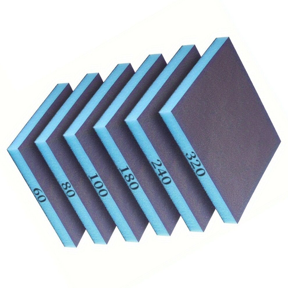 6Pcs Anding Sponge 60 80 100 180 240 320 Grit Fine Sanding 7627000020000