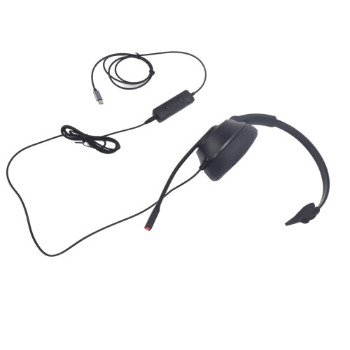 Monaural USB C Headset with Microphone, Black, Adjustable Volume
