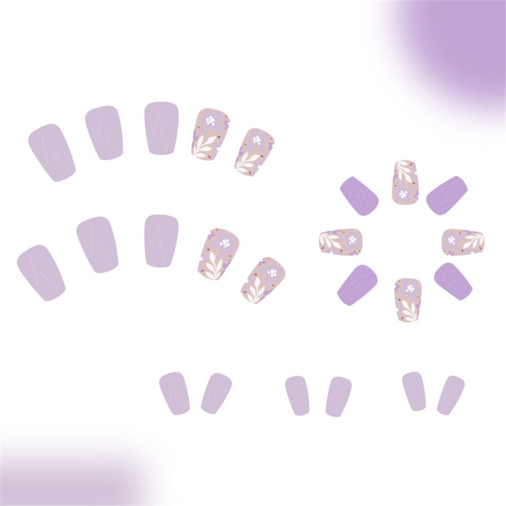 Short Square Press on Nail French Tip Fake Nail Glues on Nail