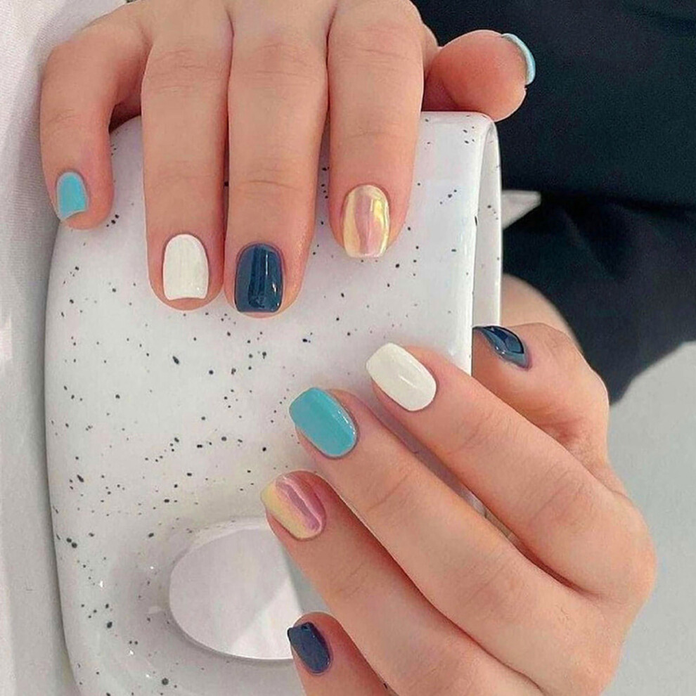 24 Pcs Cats Eye Press On Nail Elegant Stick on Nail Glossy False