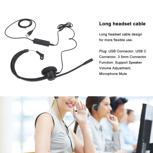 Cuffie USB nere mono-orecchio 150Ω 105dB microfono NC 1
