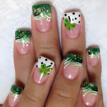 24x Saint Patricks Day Press On Nail Shamrocks Acrylic Nail