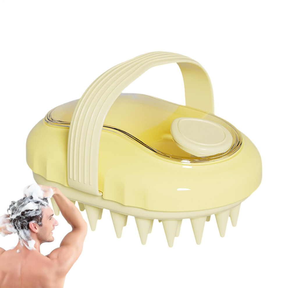 Yellow Scalp Scrubber - Silicone Scalp Stimulator Brush For Hair Exfoliation, Wet Dry Use, For Men And Women