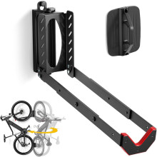 Swivel Bike Wall Mount, Bike Mount with Folding Arm, Bike Rack Vertical Bike Wall Mount, 3-Level Adjustable Length, Rotating 60