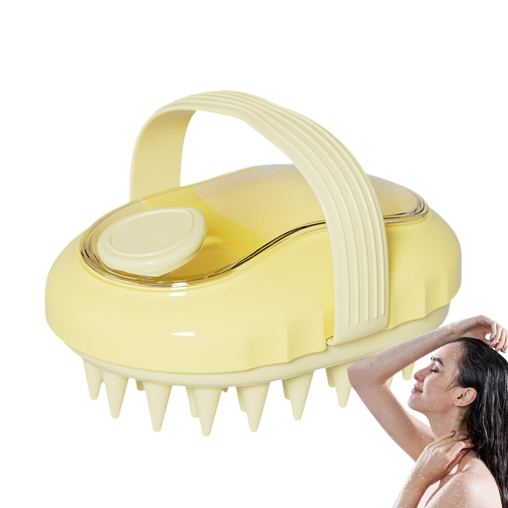 Scalp Massager Brush for Deep Cleansing | Anti-Tangling Hair Exfoliator for Stress Relief in Yellow - Wet/Dry Use