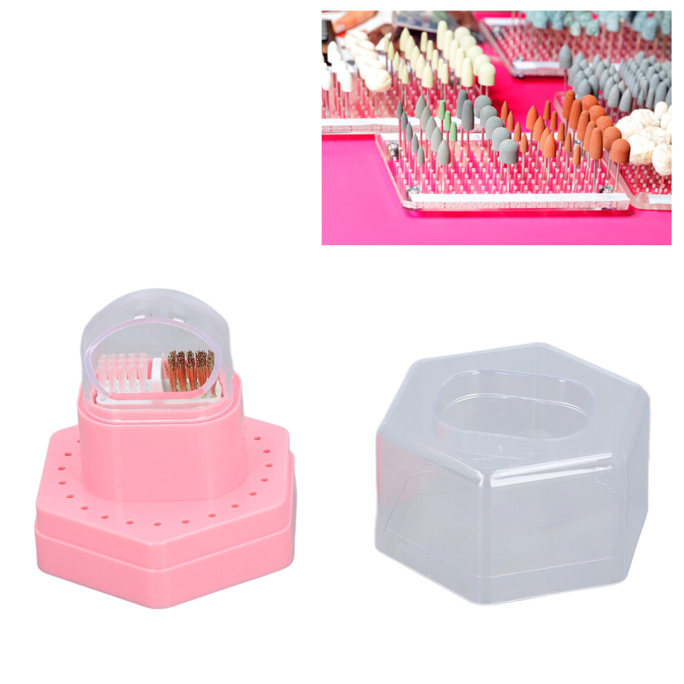 24 Holes Nail Drill Bits Storage Box ABS Metal Multifunctional Case Roseate