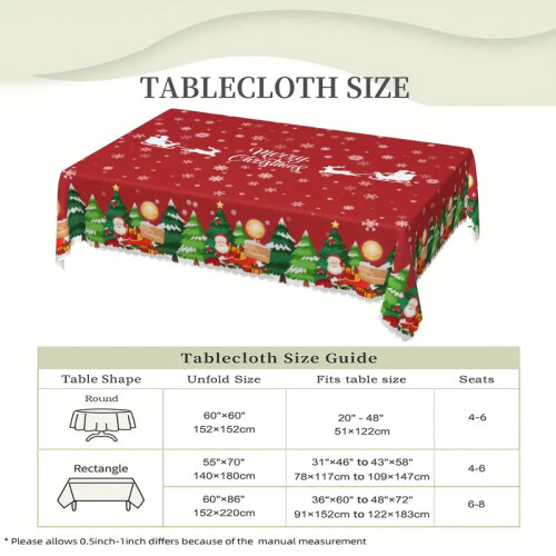 Transform Your Table with 1pc Merry Christmas Polyester Tablecloth 2