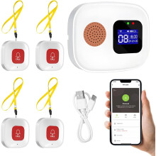 Wireless Caregiver Seniors Pager Alarm, Personal Alarms for Elderly, WiFi Wireless Caregiver Pager Call Button