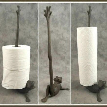 (C) 1pc Pet Decorative Paper Towel Holder or Toilet Paper Holder Adorable- Cast Iron Paper Towel Stand - Antiqued Cast Iron Storage - Multiple uses