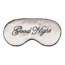 Silk Sleep Eye Mask Embroidery Eyeshade Large Blindfold Night Blinder for Men Women And Kids (beige)