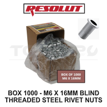 RESOLUT Box Of 1000 - M6 X 16MM Blind Threaded Steel Rivet Nuts 9267