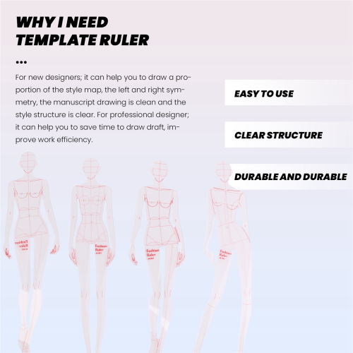 Modeillustrationslinealer, skitseringsskabeloner, lineal, kombination 2