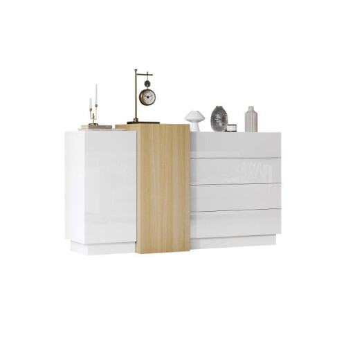 Buffet blanc brillant, meuble de rangement simple et moderne en bois 1