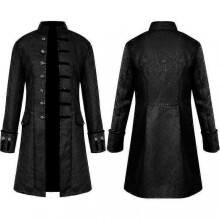 (M, Black) Men Jackets Steampunk Vintage Tailcoat Gothic Victorian Frock Carnival Cosplay