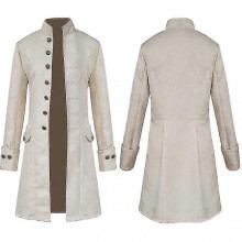 (4XL, White) Men Jackets Steampunk Vintage Tailcoat Gothic Victorian Frock Carnival Cosplay