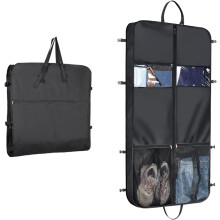 Large Suit Carrier Suit Bag, 50" Tri-fold Suit Bag with 5 Zip Pockets, 2 Large Mesh Pockets and Adjustable Handles, Heavy Duty 600D Oxford Foldabl