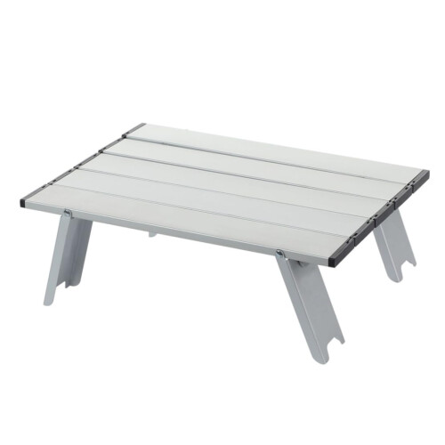 Folding Portable Camping Table - Compact Aluminium Picnic Table for Travel, Lightweight Silver Design, Easy Setup