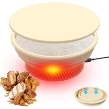 Heated Banneton Bread Proofing Basket, 9 inch Foldable Multifunctional Silicone Sourdough Fermentation Bowl With Graphene Warmer & Lid