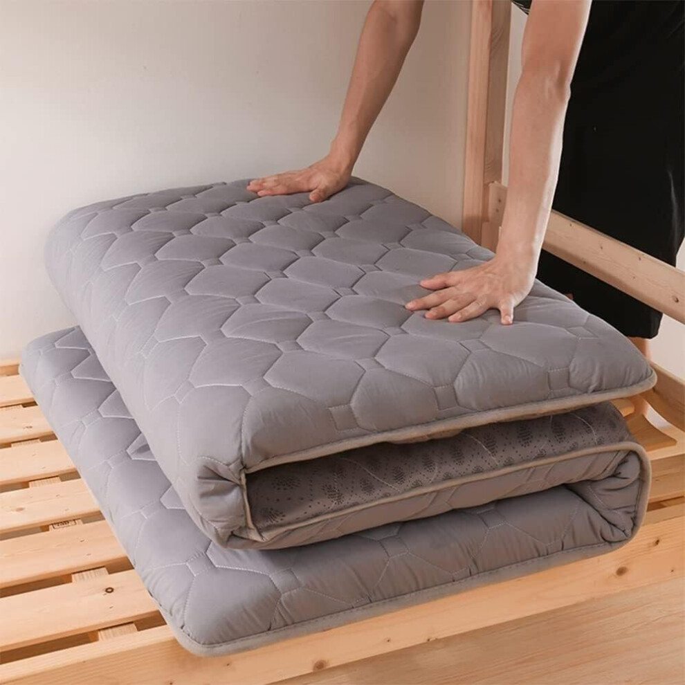 Foldable Futon Mattress, Soft Thick Roll-Up Dormitory Mattress, Non-Slip Breathable Design, Grey, 180x200 cm, 150x200 cm Sizes-image-OPC-PKDRY5C-NEW