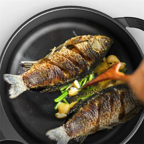 Non-Stick Wok Pancake Pan Induction Cooker 28cm Multi-Functional Light Grey Cookware 1