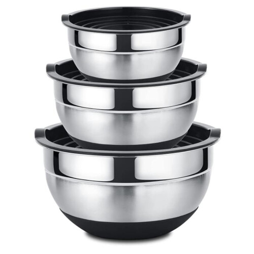 Stainless Steel Mixing Bowls Salad Bowl Non-Slip Stackable Serving