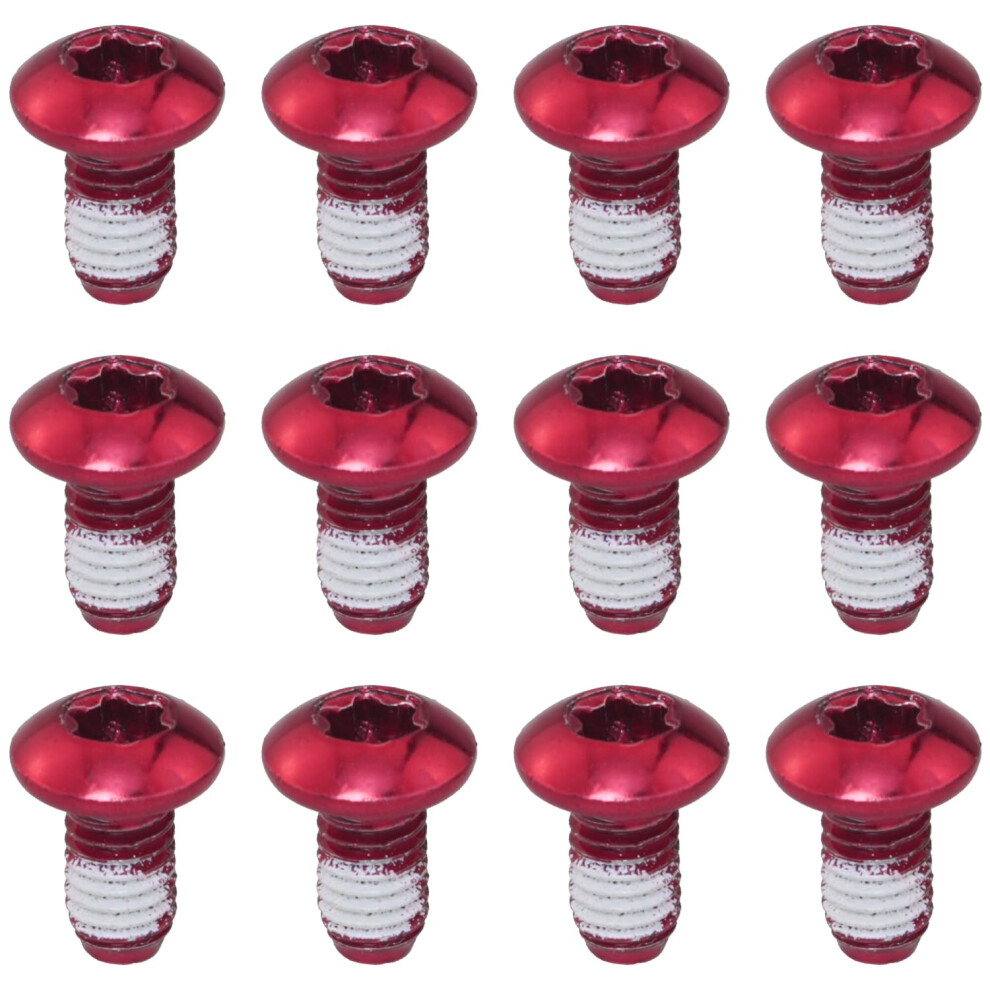 T25 Bicycle Disc Brake Rotor Bolts 12Pcs Red M5x10mm Alloy Steel Compatible With Mountain Bike Motorcycle Road Bike 6038364261571