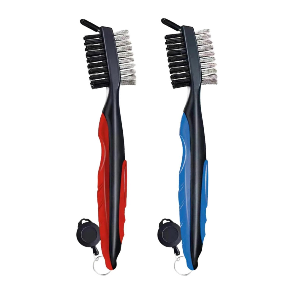 Golf Club Brush Set - 2 Pieces Ergonomic Club Groove Cleaner with Retractable Cord for Easy Golf Bag Accessory Use-image-OPC-PKDS7XS-NEW
