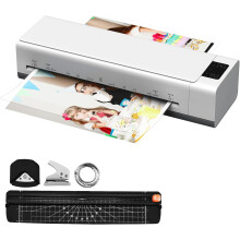 Laminator Machine, 6 in 1 A3 Cold Hot Lamination Machine 60s with 20 Laminating Pouches (A3 A4 A5 A6), Paper Trimmer & Corner Rounder & Hole punch