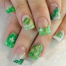 24 Pcs Saint Patricks Day Press On Nail French Tip False Nail