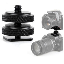 Camera Hot Shoe Mount Adapter - 60 Degree Swivel Ball Head for Field Monitor and Tripod, Double Screw Action Compatible