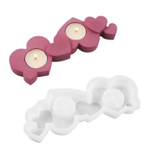 Elegant Double Hole Heart Candle Holder Molds Sturdy Silicone