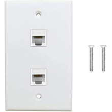 Placă de perete Ethernet cu 2 porturi, 1 buc., Cat6 femelă-femelă, mufă de perete RJ45
