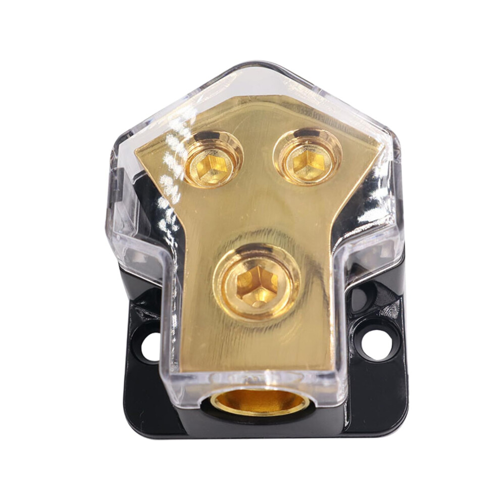 Power Distribution Block, 2 Way Audio Splitter For Car And Boat Stereo Power Amplifier, 1 Input 2 Output, Durable Design Gold 9084446824926