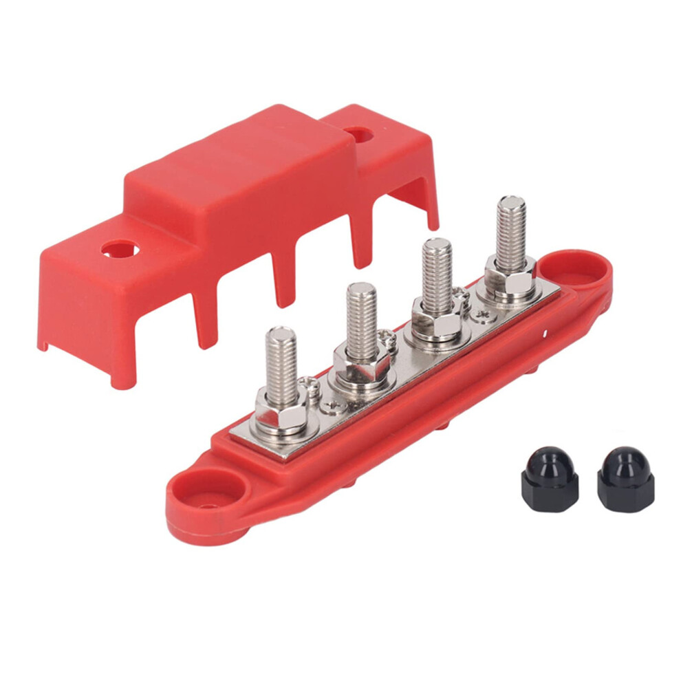 M8 Bus Bar Power Distribution Block 4 Stud Heavy Duty Module 48Vdc 250A For Automotive Rv Yacht Ship Red 9084446824971