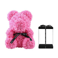Rose Bear Artificial Flower Handmade Hand Glued Girlfriend Christmas Valentines Gifts