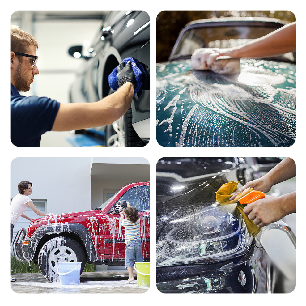 9Pcs Car Wash Cleaning Kit With Gloves Towels Sponges And Brushes In Orange 9421348529397